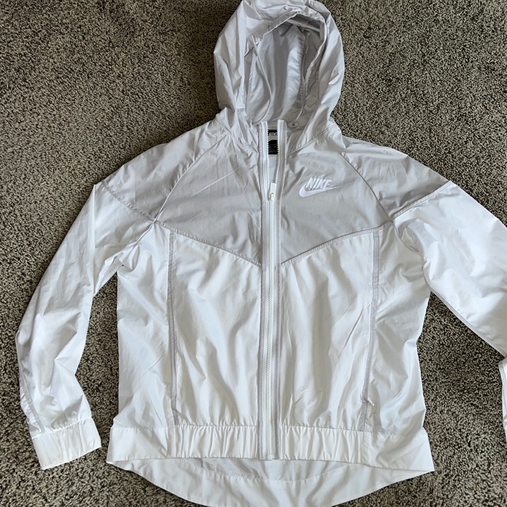 White & Gray Nike Windbreaker Jacket